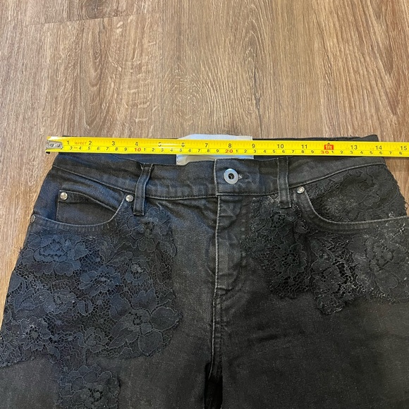 Valentino Black Denim Lace Trimmed Jeans - Picture 8 of 16